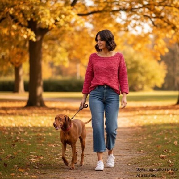 Designer - ST. JOHN Gorgeous 100% cotton pink/red/orange cable knit sweater - Picture 2 of 10